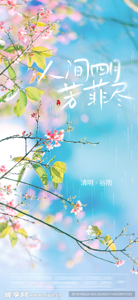 四月清明节谷雨海报