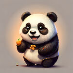开心的熊猫插画