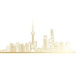 金色金线剪影科技感上海建筑群