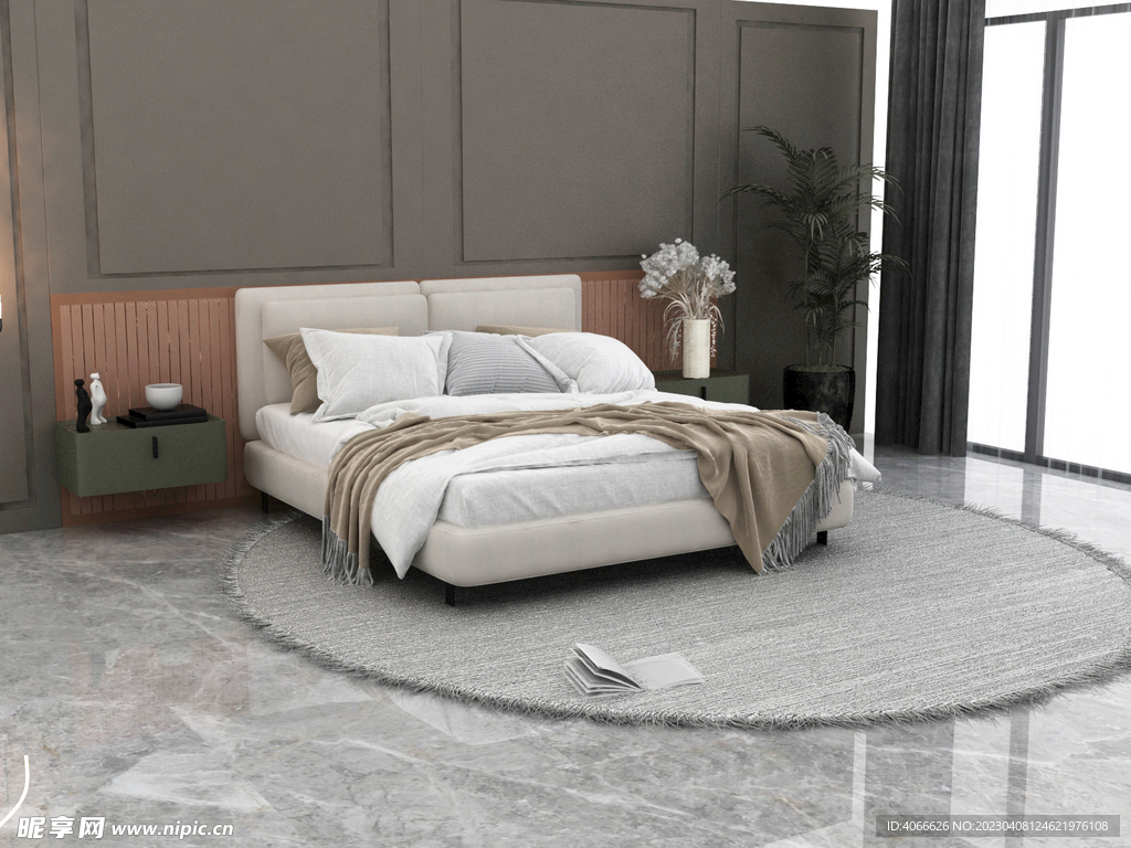 轻奢卧室大床3d模型