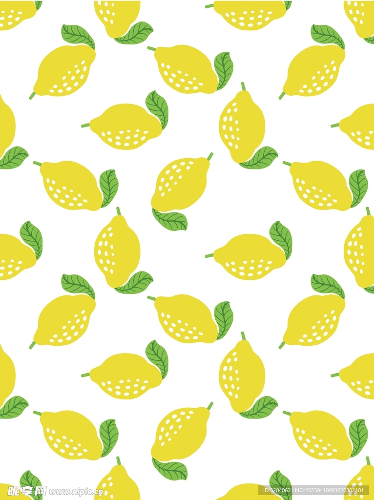  扁平风格手绘柠檬图案