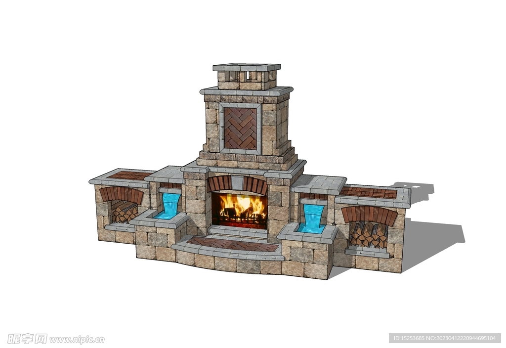 壁炉厨房草图大师模型