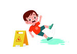 儿童滑倒危险动作 幼儿园指示牌
