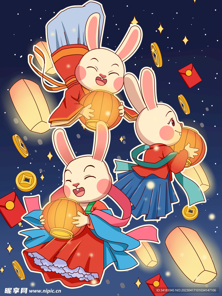 兔年國潮 插畫兔子