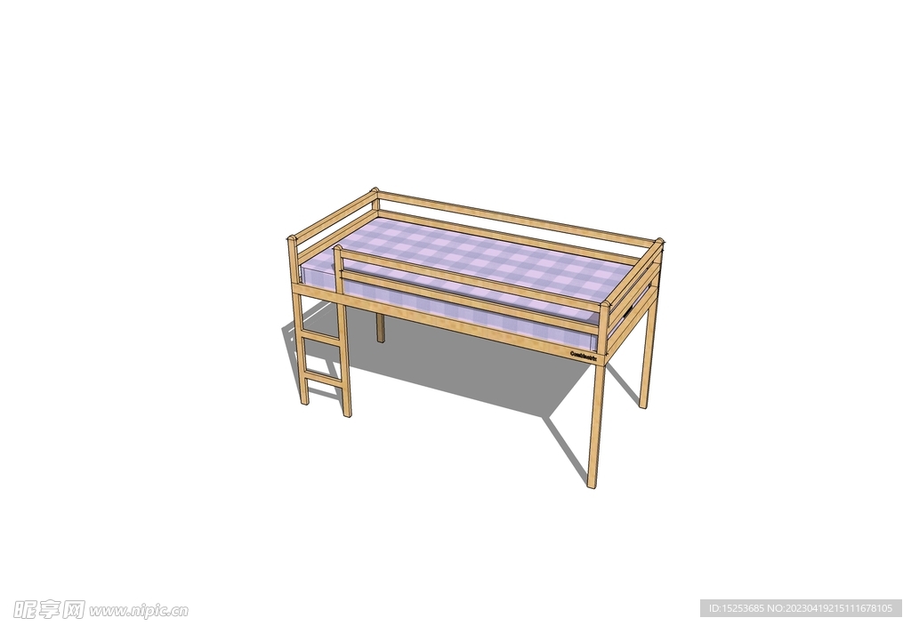 上铺木板床学生宿舍床模型