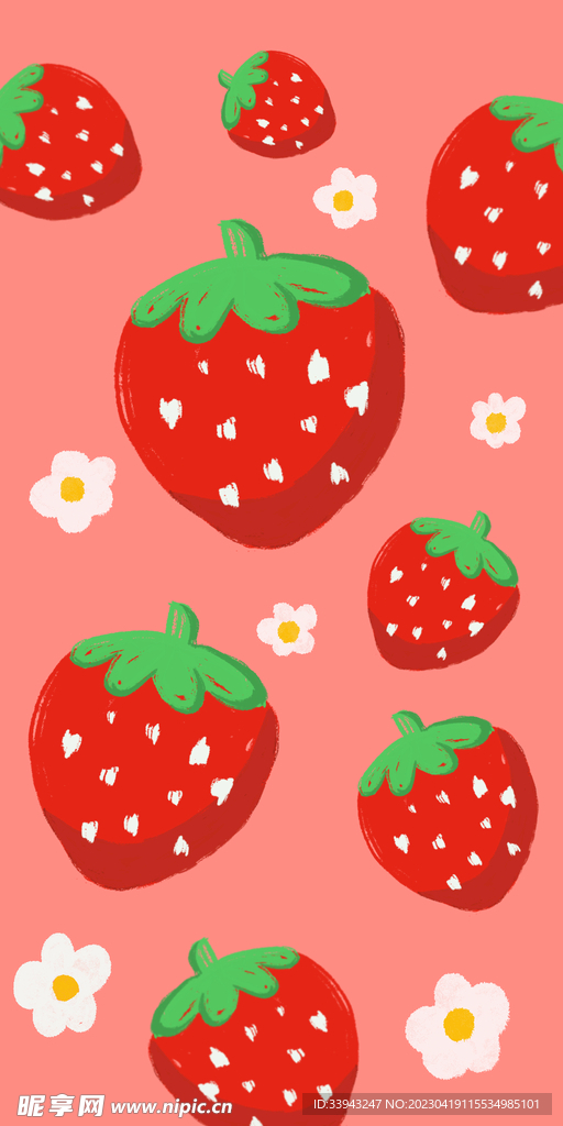 草莓手绘壁纸