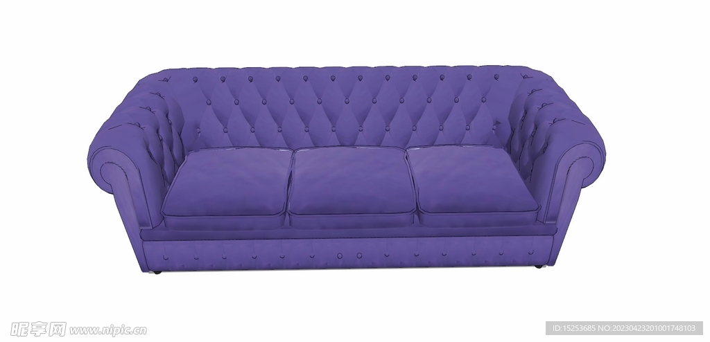 紫色三人多人沙发