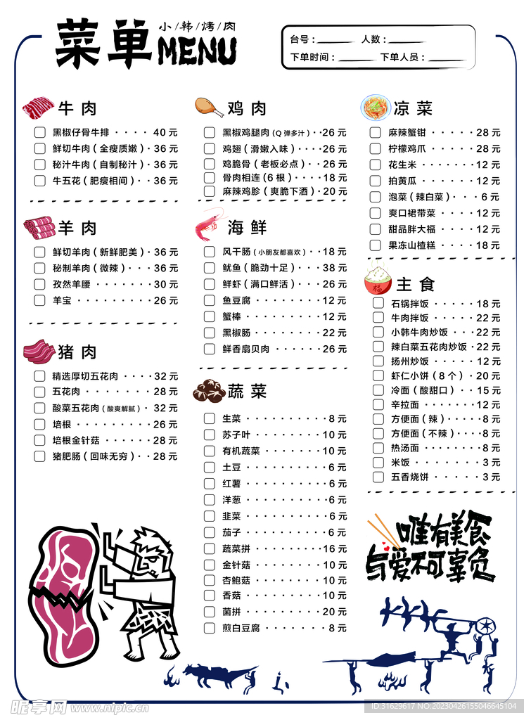 烤肉菜單