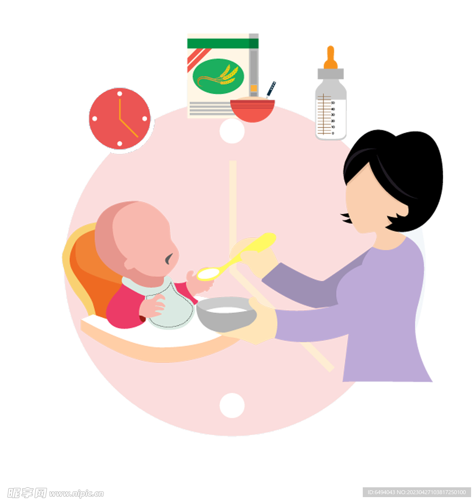 母亲育婴师喂养婴儿单层免抠插图
