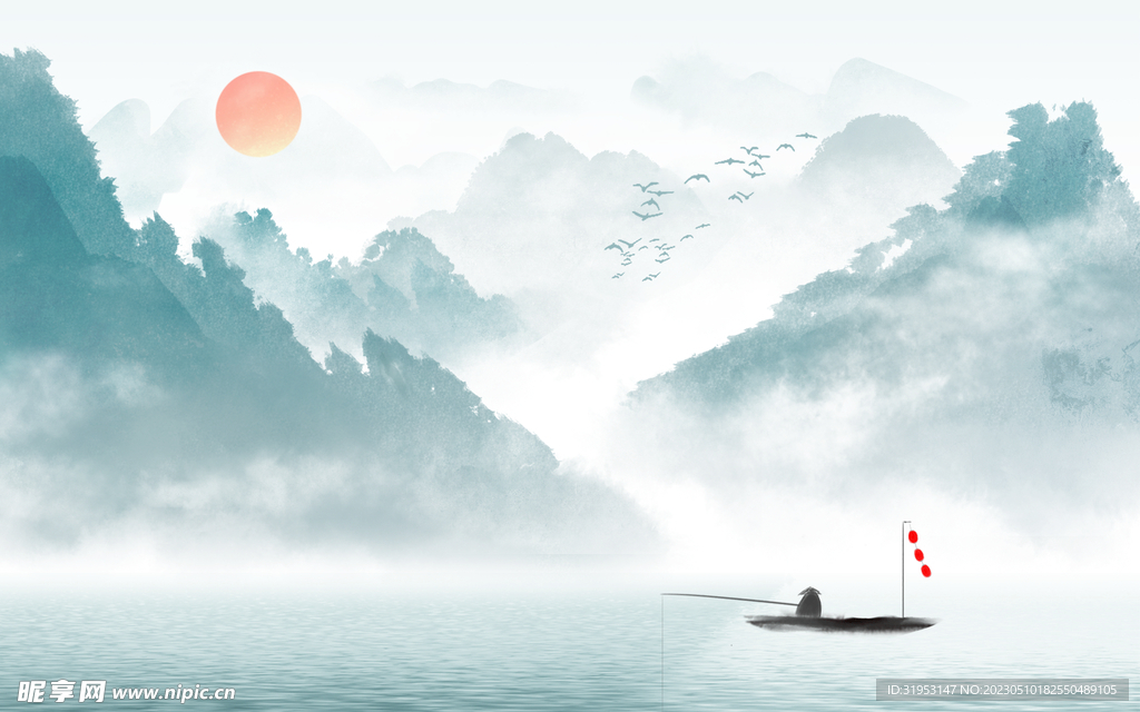 意境水墨山水畫