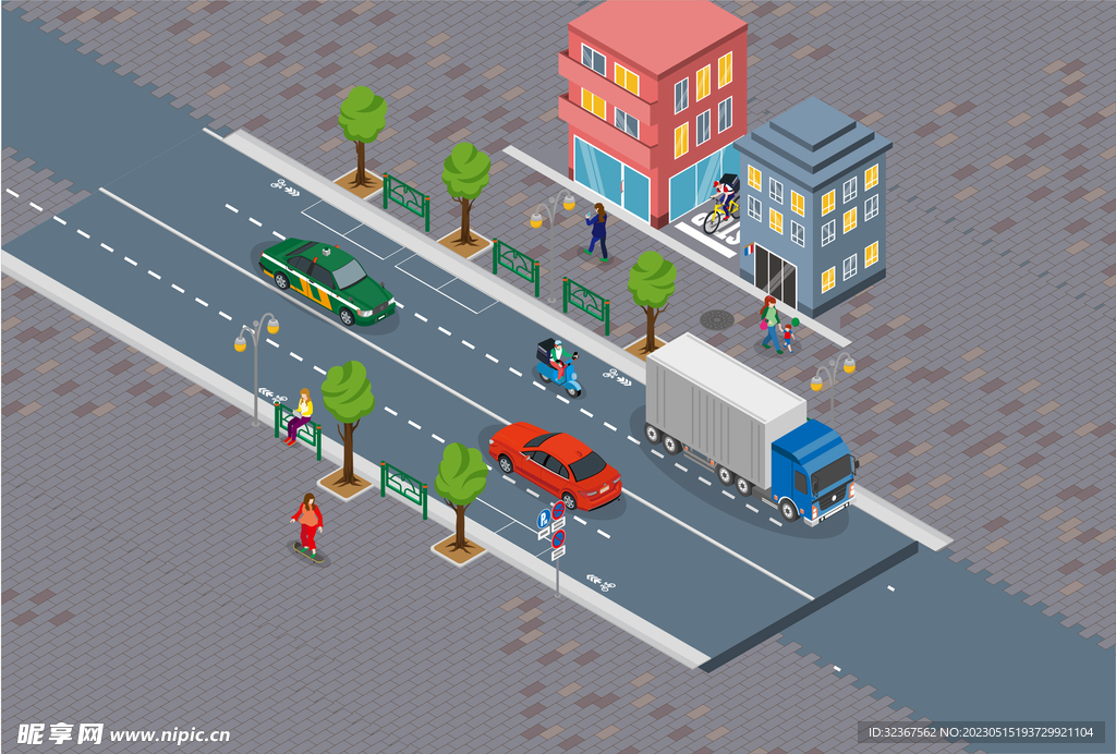 城市道路插画