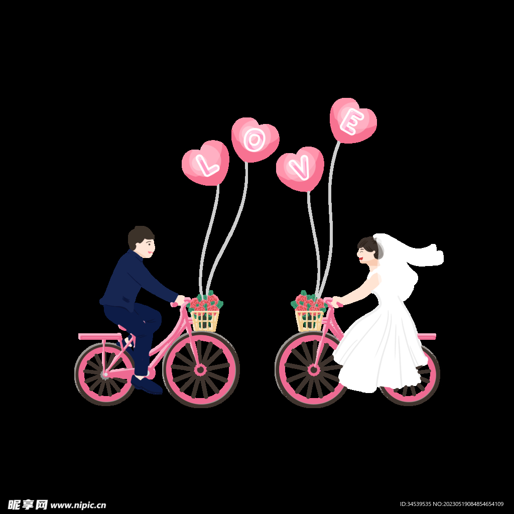 新人情侣骑自行车 结婚素材 