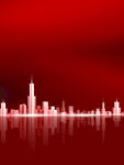 红色城市背景展板