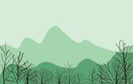 山插画 远山 绿色的山