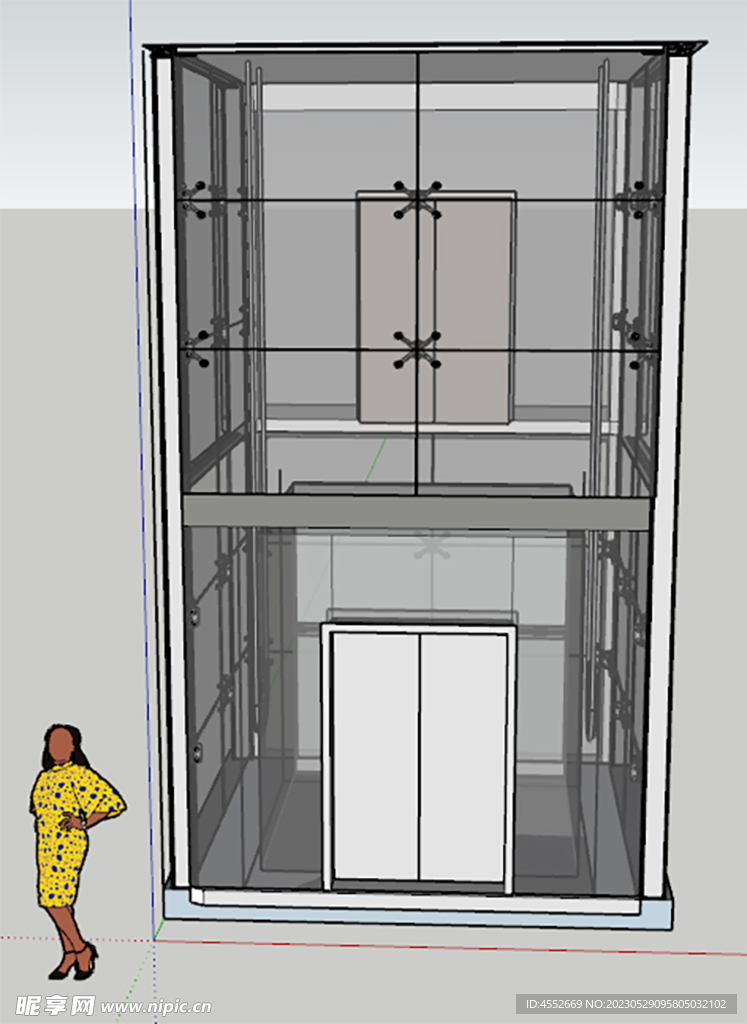 观光电梯透明玻璃草图大师模型