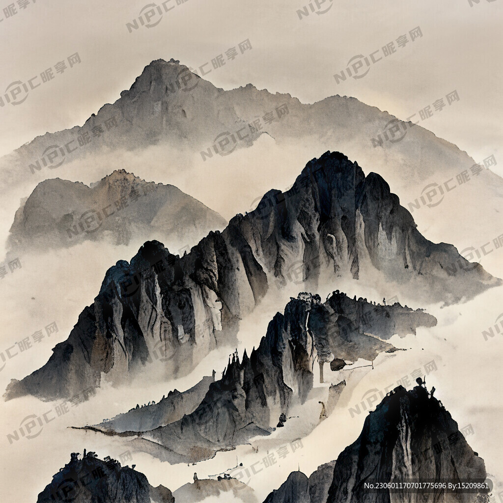 山谷 中國風 中國畫 山水
