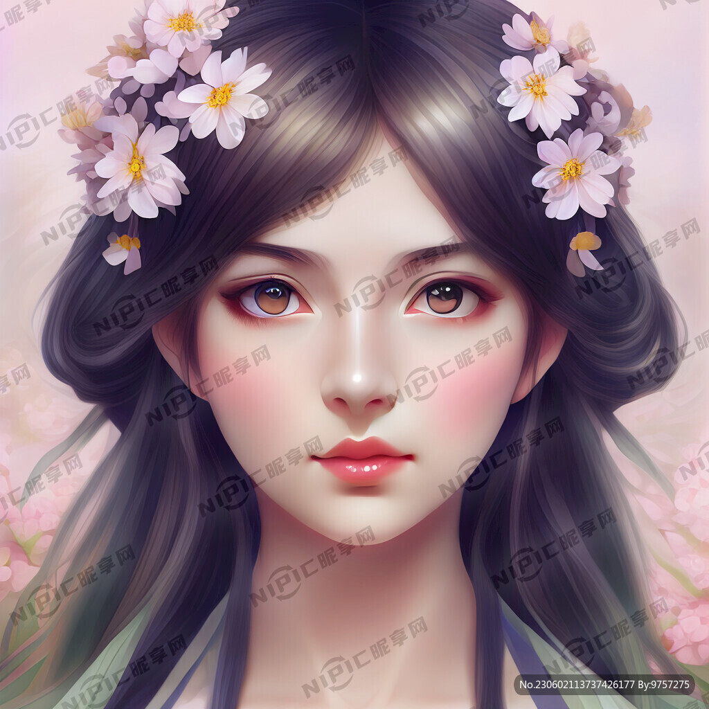 古風(fēng)動(dòng)漫少女 唯美春日花神
