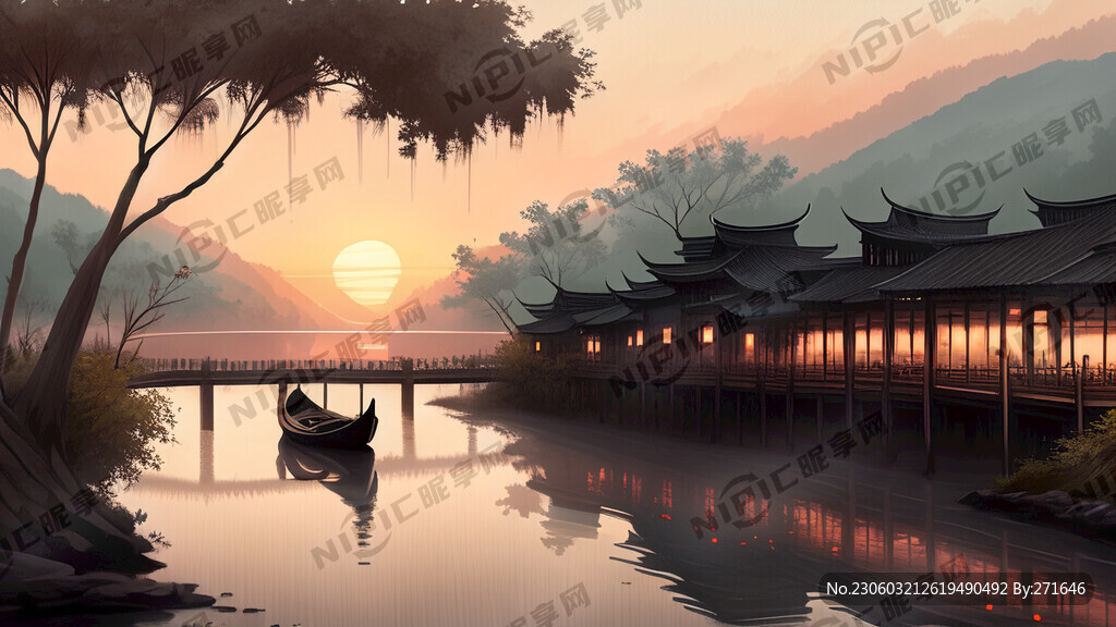 嶺南  小橋流水  木棉花  