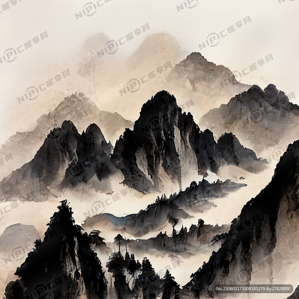山谷 中國風 中國畫 山水