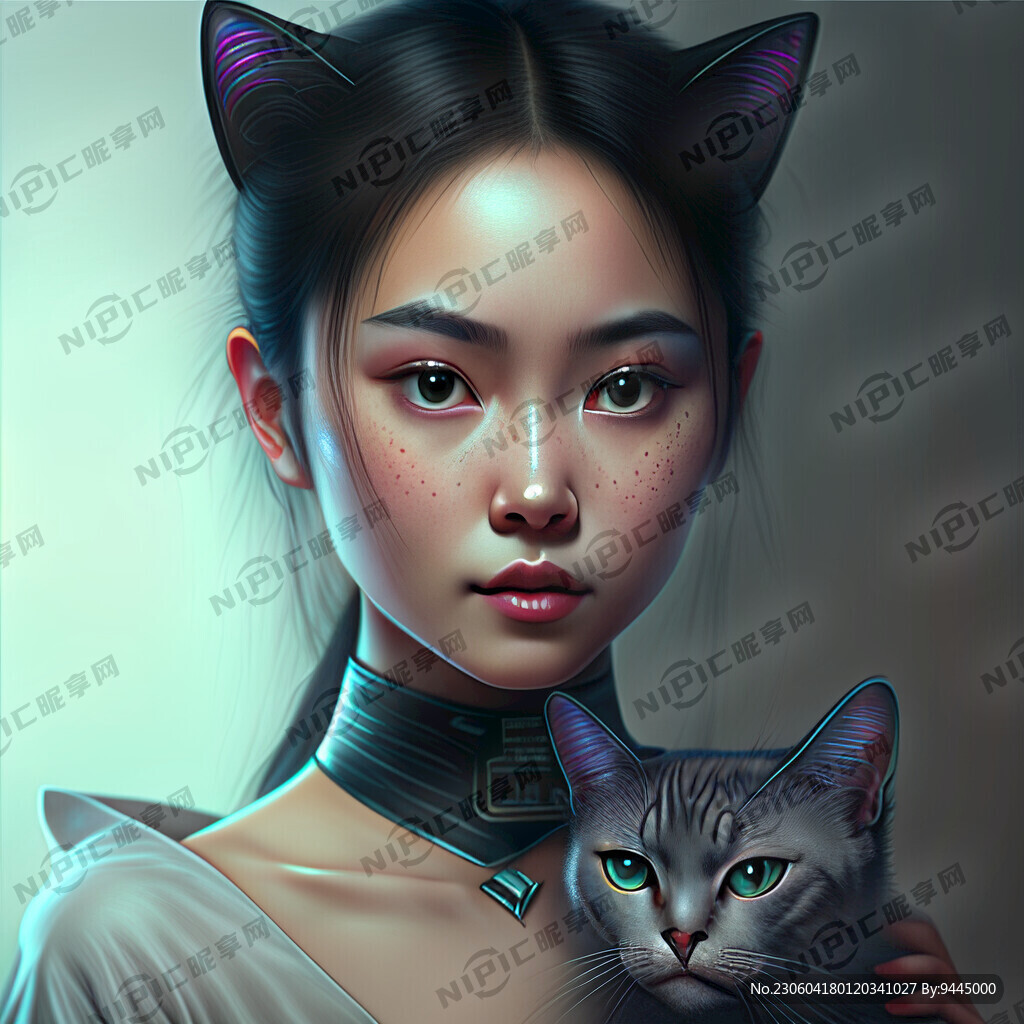 賽博 美少女 貓