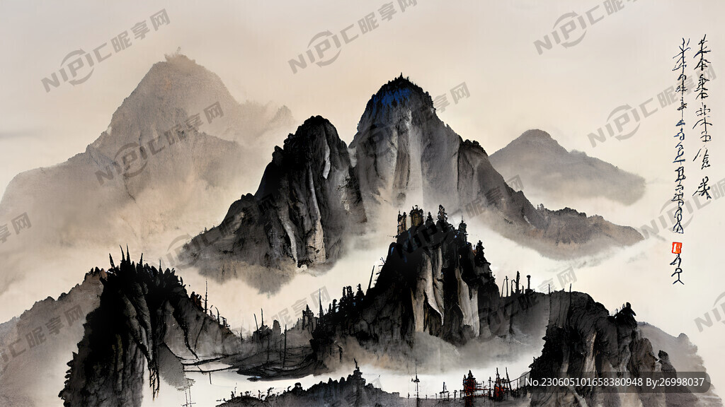 中國傳統(tǒng)建筑 山谷 中國風(fēng)