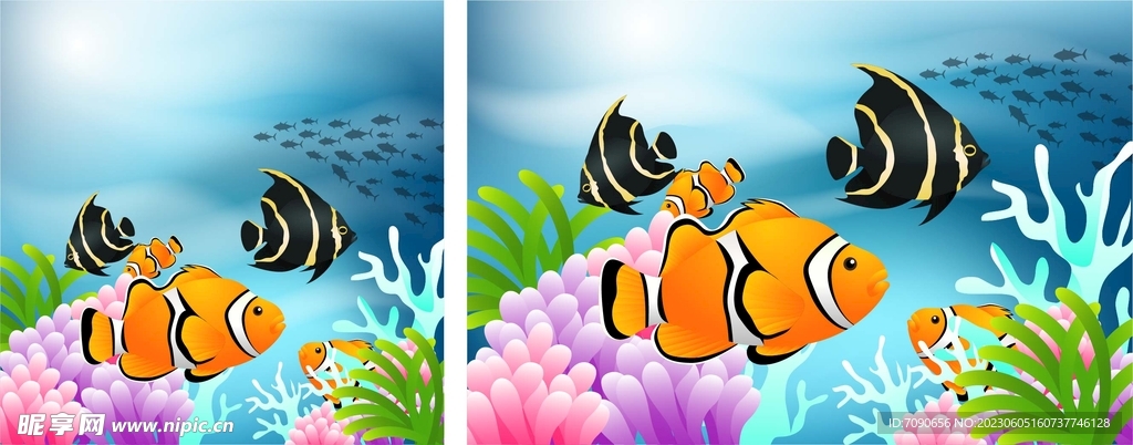 卡通海底世界插畫      