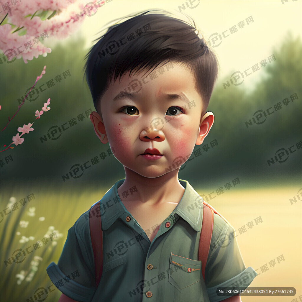 春天 可愛(ài) 兩歲男孩 臉大