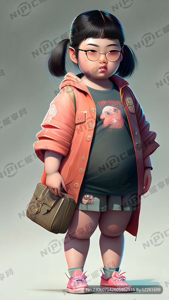 胖胖又很酷的時尚小女孩