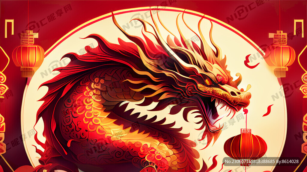 龍年背景 中國卡通龍 有光