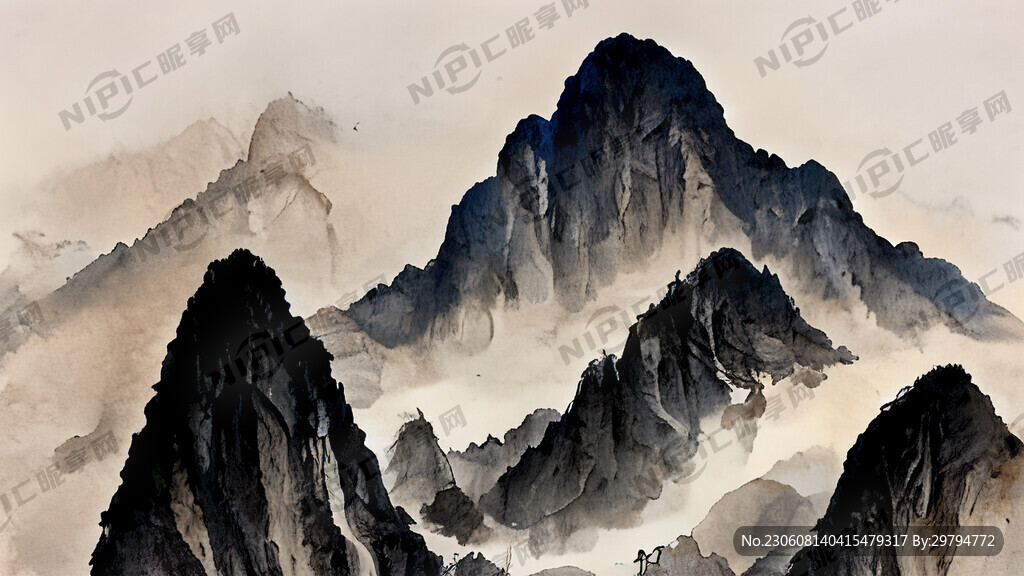 山谷 中國風 中國畫 山水