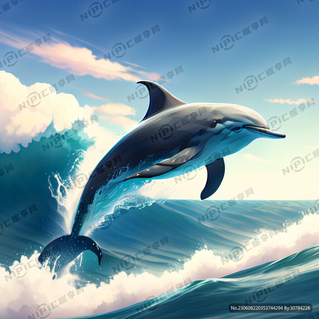 天空 海洋 海豚在海洋上空跳躍