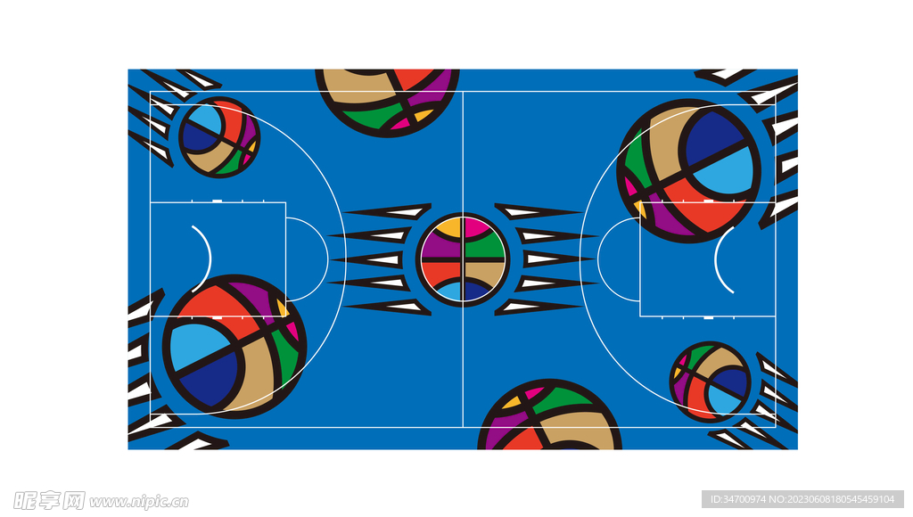 篮球场纹样设计