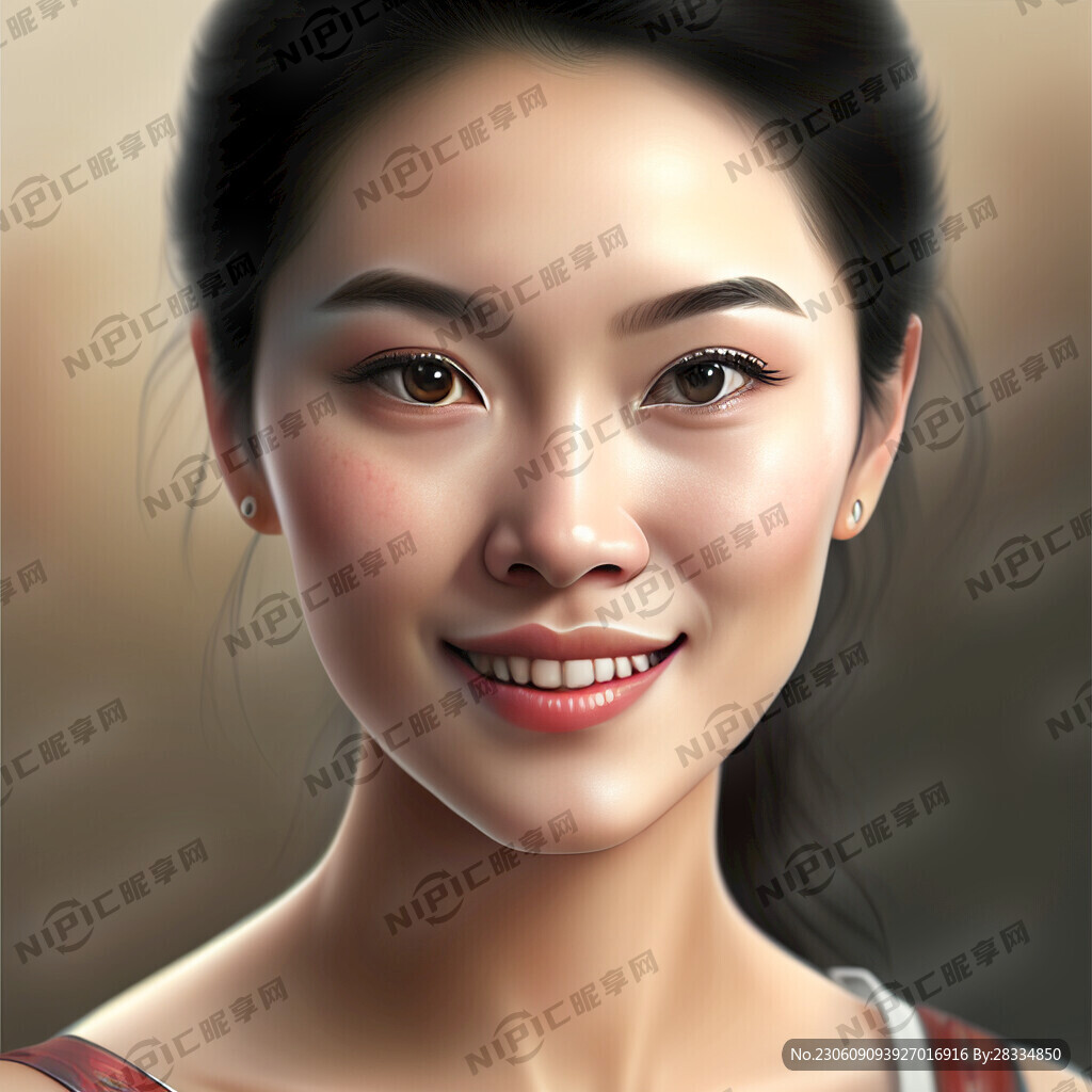 漂亮女子 微笑 寫實