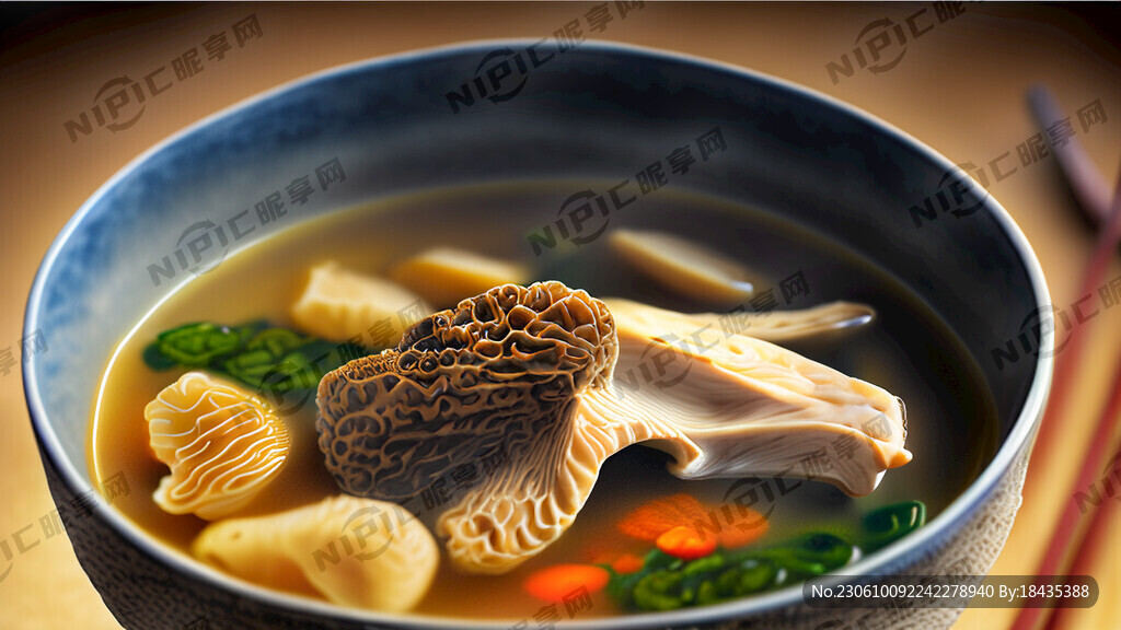 真實(shí)攝影 羊肚菌 雞肉湯