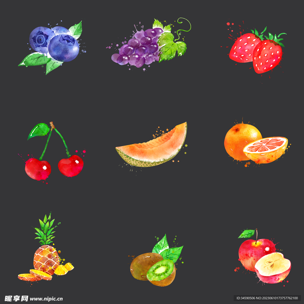 水彩水果插画