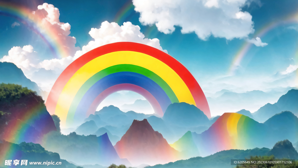 山间巨大的彩虹