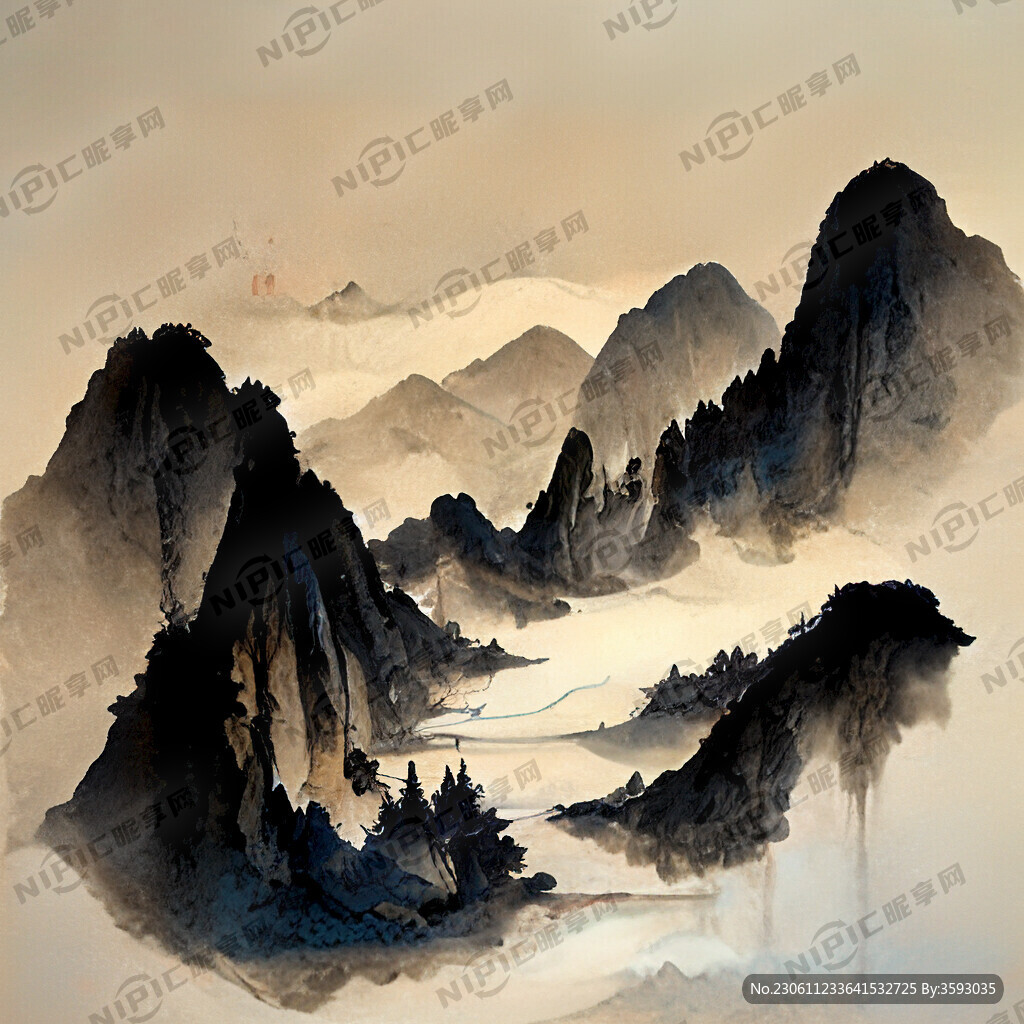 酥油燈 中國風 中國畫 山水