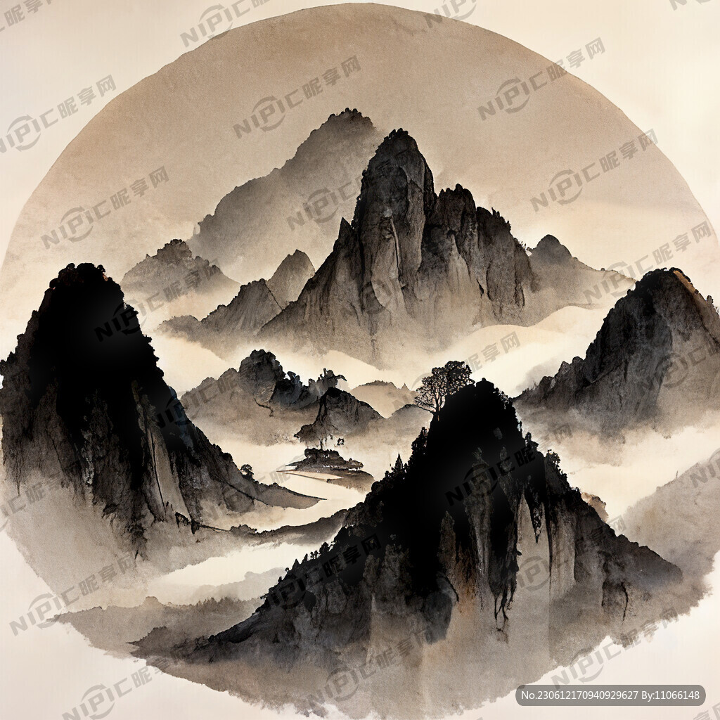 山谷 中國風 中國畫 山水