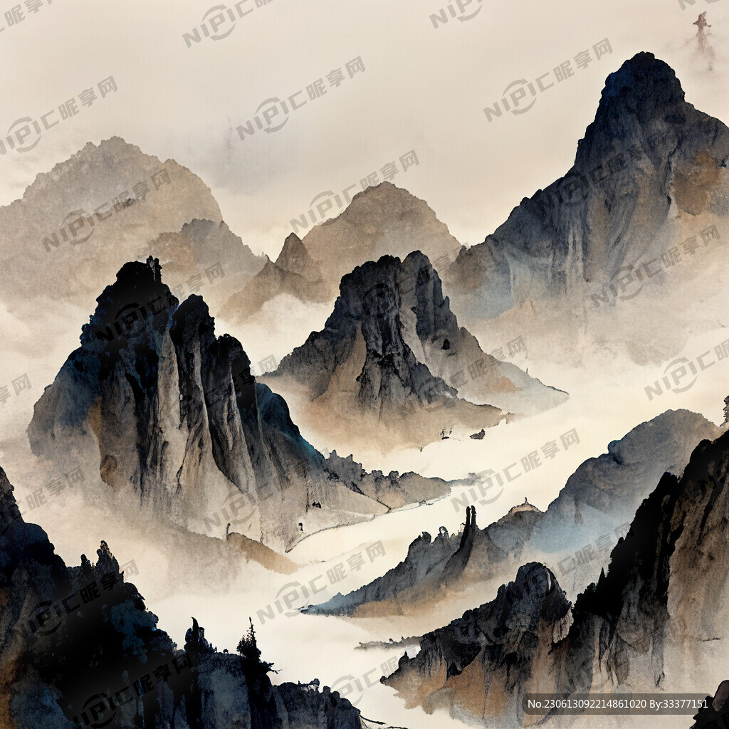 山谷 中國風 中國畫 山水
