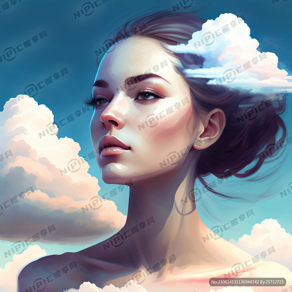 天空云美女