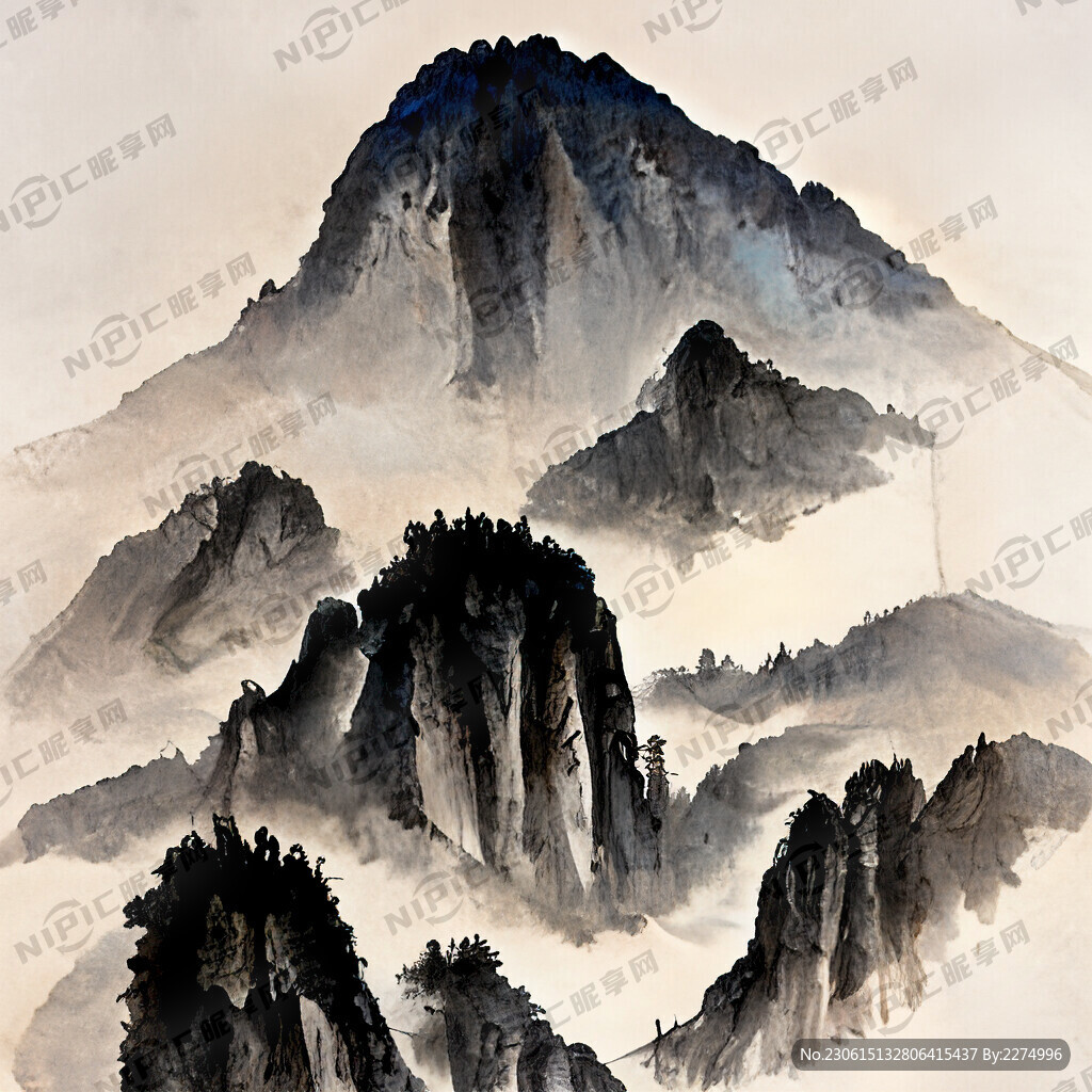 山谷 中國風 中國畫 山水