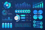 蓝色商务科技数据图表模板