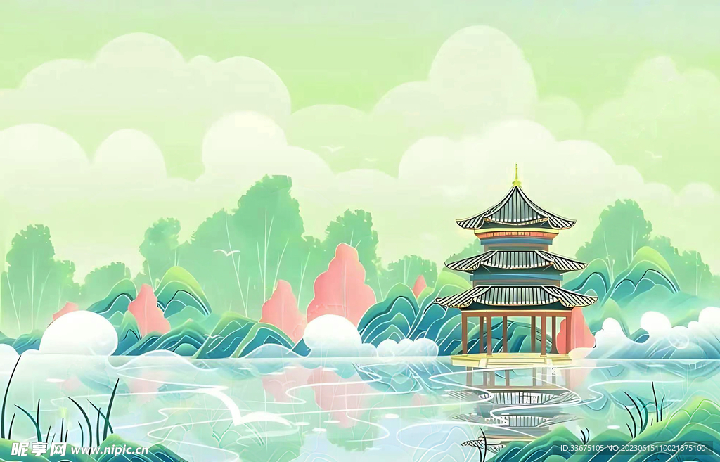   山水插畫 