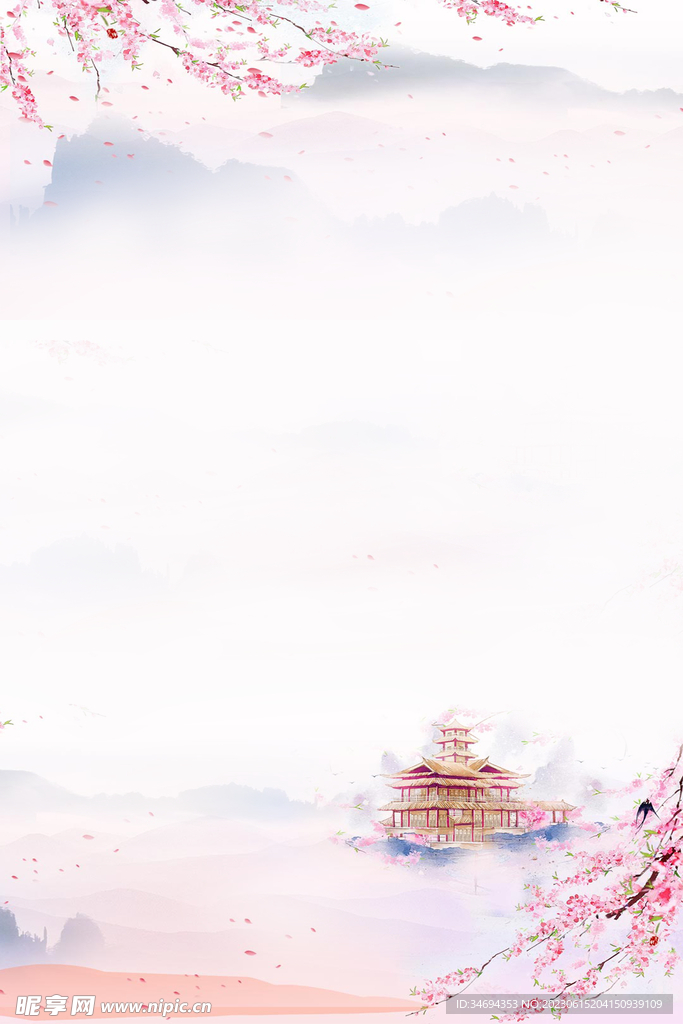 中國風桃花背景