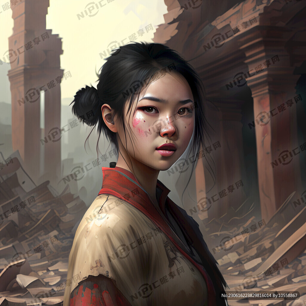 廢墟后的女孩