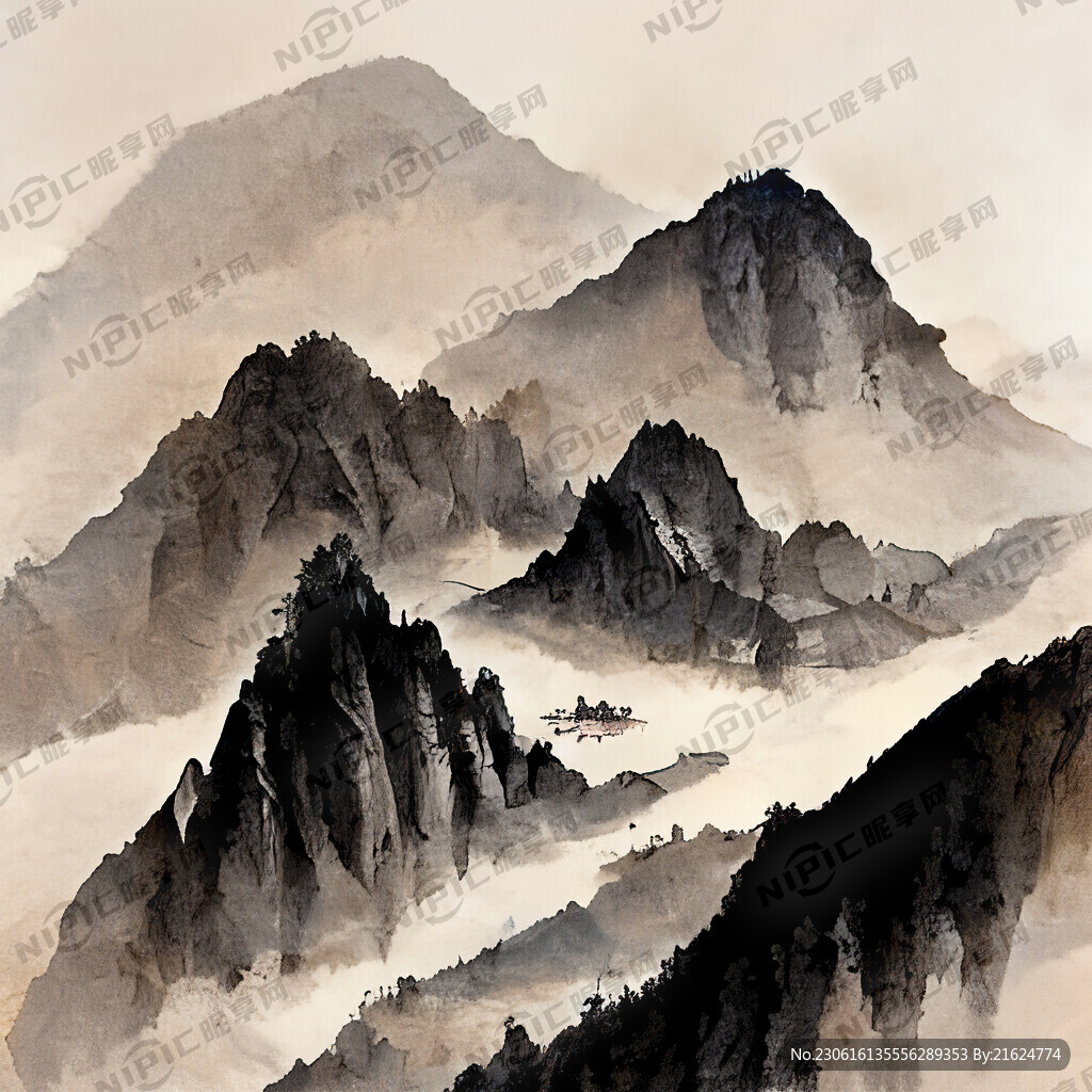 山谷 中國(guó)風(fēng) 中國(guó)畫(huà) 山水