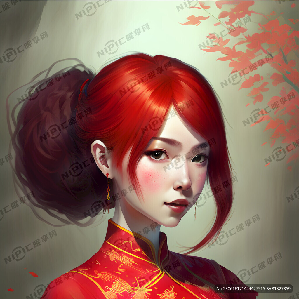 女孩 紅頭發(fā) 紅裙子