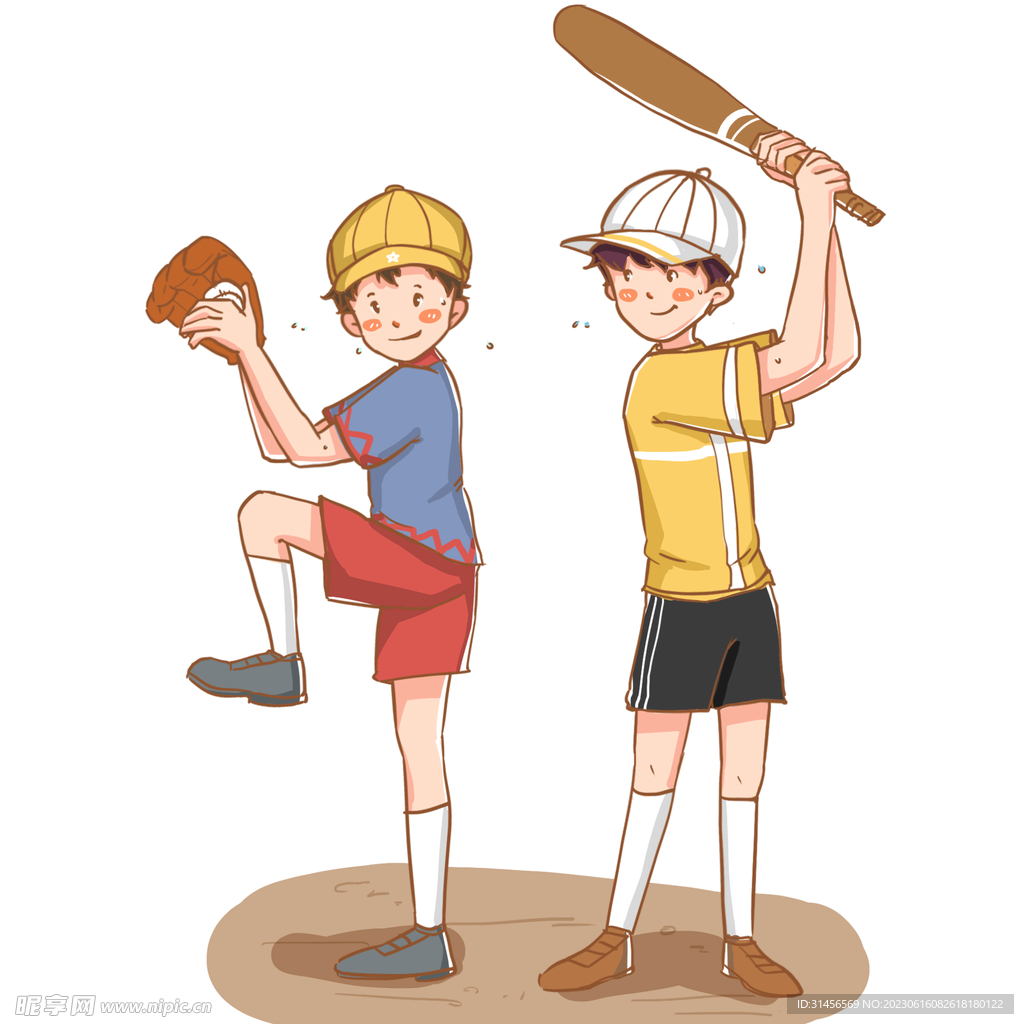 卡通棒球插畫