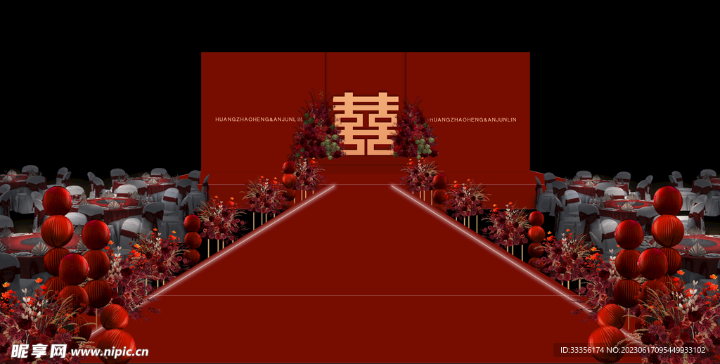 紅色婚禮舞臺背景