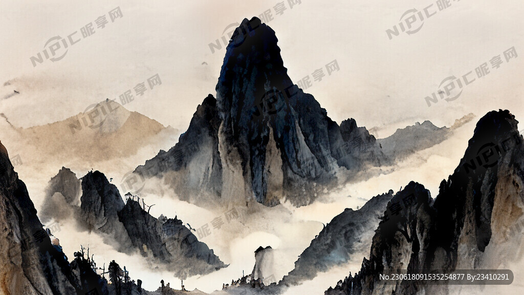 山谷 中國(guó)風(fēng) 中國(guó)畫 山水